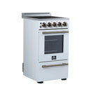 Forno Pallerano 20-Inch Freestanding Electric Range in White with Antique Brass Handle (FFSEL6051-20WHT)