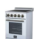 Forno Pallerano 20-Inch Freestanding Electric Range in White with Antique Brass Handle (FFSEL6051-20WHT)