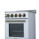 Forno Pallerano 20-Inch Freestanding Electric Range in White with Antique Brass Handle (FFSEL6051-20WHT)