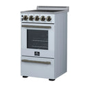 Forno Pallerano 20-Inch Freestanding Electric Range in White with Antique Brass Handle (FFSEL6051-20WHT)