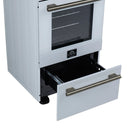 Forno Pallerano 20-Inch Freestanding Electric Range in White with Antique Brass Handle (FFSEL6051-20WHT)