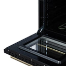 Forno Loiano 24-Inch Freestanding Electric Range in Black with Antique Brass Handle (FFSEL6099-24BLK)