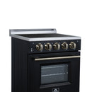 Forno Loiano 24-Inch Freestanding Electric Range in Black with Antique Brass Handle (FFSEL6099-24BLK)