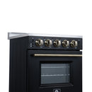 Forno Loiano 24-Inch Freestanding Electric Range in Black with Antique Brass Handle (FFSEL6099-24BLK)