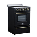 Forno Loiano 24-Inch Freestanding Electric Range in Black with Antique Brass Handle (FFSEL6099-24BLK)