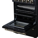 Forno Loiano 24-Inch Freestanding Electric Range in Black with Antique Brass Handle (FFSEL6099-24BLK)