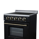 Forno Loiano 24-Inch Freestanding Electric Range in Black with Antique Brass Handle (FFSEL6099-24BLK)