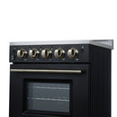 Forno Loiano 24-Inch Freestanding Electric Range in Black with Antique Brass Handle (FFSEL6099-24BLK)