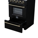 Forno Loiano 24-Inch Freestanding Electric Range in Black with Antique Brass Handle (FFSEL6099-24BLK)