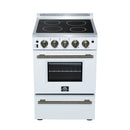 Forno Loiano 24-Inch Freestanding Electric Range in White with Antique Brass Handle (FFSEL6099-24WHT)