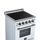 Forno Loiano 24-Inch Freestanding Electric Range in White with Antique Brass Handle (FFSEL6099-24WHT)