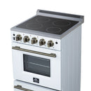 Forno Loiano 24-Inch Freestanding Electric Range in White with Antique Brass Handle (FFSEL6099-24WHT)