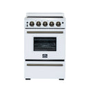 Forno Loiano 24-Inch Freestanding Electric Range in White with Antique Brass Handle (FFSEL6099-24WHT)