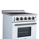 Forno Loiano 24-Inch Freestanding Electric Range in White with Antique Brass Handle (FFSEL6099-24WHT)