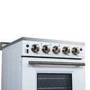 Forno Loiano 24-Inch Freestanding Electric Range in White with Antique Brass Handle (FFSEL6099-24WHT)