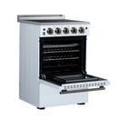 Forno Loiano 24-Inch Freestanding Electric Range in White with Antique Brass Handle (FFSEL6099-24WHT)