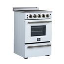 Forno Loiano 24-Inch Freestanding Electric Range in White with Antique Brass Handle (FFSEL6099-24WHT)
