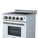 Forno Loiano 24-Inch Freestanding Electric Range in White with Antique Brass Handle (FFSEL6099-24WHT)