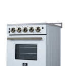 Forno Loiano 24-Inch Freestanding Electric Range in White with Antique Brass Handle (FFSEL6099-24WHT)