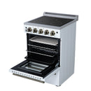 Forno Loiano 24-Inch Freestanding Electric Range in White with Antique Brass Handle (FFSEL6099-24WHT)