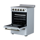 Forno Loiano 24-Inch Freestanding Electric Range in White with Antique Brass Handle (FFSEL6099-24WHT)