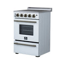 Forno Loiano 24-Inch Freestanding Electric Range in White with Antique Brass Handle (FFSEL6099-24WHT)