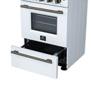 Forno Loiano 24-Inch Freestanding Electric Range in White with Antique Brass Handle (FFSEL6099-24WHT)
