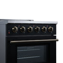 FORNO Galiano 30-Inch Freestanding Electric Range with 4 Radiant Burners, 4.32 Cu. Ft. True Convection Oven, Air Fryer Kit in Black with Antique Brass Trim (FFSEL6083-30BLK)