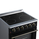 FORNO Galiano 30-Inch Freestanding Electric Range with 4 Radiant Burners, 4.32 Cu. Ft. True Convection Oven, Air Fryer Kit in Black with Antique Brass Trim (FFSEL6083-30BLK)