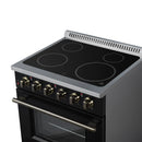 FORNO Galiano 30-Inch Freestanding Electric Range with 4 Radiant Burners, 4.32 Cu. Ft. True Convection Oven, Air Fryer Kit in Black with Antique Brass Trim (FFSEL6083-30BLK)