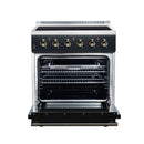 FORNO Galiano 30-Inch Freestanding Electric Range with 4 Radiant Burners, 4.32 Cu. Ft. True Convection Oven, Air Fryer Kit in Black with Antique Brass Trim (FFSEL6083-30BLK)