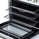 FORNO Galiano 30-Inch Freestanding Electric Range with 4 Radiant Burners, 4.32 Cu. Ft. True Convection Oven, Air Fryer Kit in White with Antique Brass Trim (FFSEL6083-30WHT)