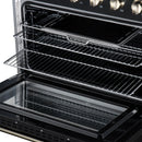 FORNO Galiano 36-Inch Freestanding Electric Range with 5 Radiant Burners, 5.36 Cu. Ft. True Convection Oven, Air Fryer Kit in Black with Antique Brass Trim (FFSEL6083-36BLK)