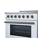 FORNO Galiano 36-Inch Freestanding Electric Range with 5 Radiant Burners, 5.36 Cu. Ft. True Convection Oven, Air Fryer Kit in White Antique Brass Trim (FFSEL6083-36WHT)