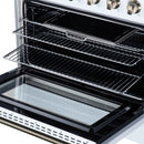 FORNO Galiano 36-Inch Freestanding Electric Range with 5 Radiant Burners, 5.36 Cu. Ft. True Convection Oven, Air Fryer Kit in White Antique Brass Trim (FFSEL6083-36WHT)