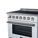 FORNO Galiano 36-Inch Freestanding Electric Range with 5 Radiant Burners, 5.36 Cu. Ft. True Convection Oven, Air Fryer Kit in White Antique Brass Trim (FFSEL6083-36WHT)