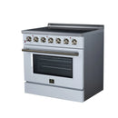 FORNO Galiano 36-Inch Freestanding Electric Range with 5 Radiant Burners, 5.36 Cu. Ft. True Convection Oven, Air Fryer Kit in White Antique Brass Trim (FFSEL6083-36WHT)