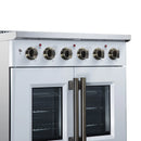 FORNO Galiano 30-Inch French Door Electric Range with 4 Radiant Burners, 4.32 Cu. Ft. True Convection Oven, Air Fryer Kit in White with Antique Brass Trim (FFSEL6917-30WHT)