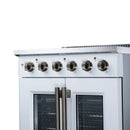 FORNO Galiano 30-Inch French Door Electric Range with 4 Radiant Burners, 4.32 Cu. Ft. True Convection Oven, Air Fryer Kit in White with Antique Brass Trim (FFSEL6917-30WHT)