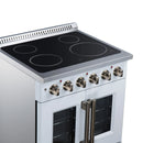 FORNO Galiano 30-Inch French Door Electric Range with 4 Radiant Burners, 4.32 Cu. Ft. True Convection Oven, Air Fryer Kit in White with Antique Brass Trim (FFSEL6917-30WHT)