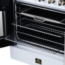 FORNO Galiano 30-Inch French Door Electric Range with 4 Radiant Burners, 4.32 Cu. Ft. True Convection Oven, Air Fryer Kit in White with Antique Brass Trim (FFSEL6917-30WHT)