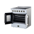 FORNO Galiano 30-Inch French Door Electric Range with 4 Radiant Burners, 4.32 Cu. Ft. True Convection Oven, Air Fryer Kit in White with Antique Brass Trim (FFSEL6917-30WHT)