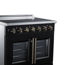 FORNO Galiano 36-Inch French Door Electric Range with 5 Radiant Burners, 5.36 Cu. Ft. True Convection Oven, Air Fryer Kit in Black with Antique Brass Trim (FFSEL6917-36BLK)