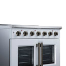 FORNO Galiano 36-Inch French Door Electric Range with 5 Radiant Burners, 5.36 Cu. Ft. True Convection Oven, Air Fryer Kit in White with Antique Brass Trim (FFSEL6917-36WHT)