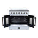 FORNO Galiano 36-Inch French Door Electric Range with 5 Radiant Burners, 5.36 Cu. Ft. True Convection Oven, Air Fryer Kit in White with Antique Brass Trim (FFSEL6917-36WHT)
