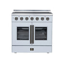 FORNO Galiano 36-Inch French Door Electric Range with 5 Radiant Burners, 5.36 Cu. Ft. True Convection Oven, Air Fryer Kit in White with Antique Brass Trim (FFSEL6917-36WHT)