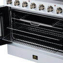 FORNO Galiano 36-Inch French Door Electric Range with 5 Radiant Burners, 5.36 Cu. Ft. True Convection Oven, Air Fryer Kit in White with Antique Brass Trim (FFSEL6917-36WHT)