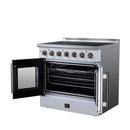 FORNO Galiano 36-Inch French Door Electric Range with 5 Radiant Burners, 5.36 Cu. Ft. True Convection Oven, Air Fryer Kit in White with Antique Brass Trim (FFSEL6917-36WHT)
