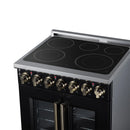 FORNO Massimo 30-Inch French Door Electric Range with 5 Radiant Burners, 4.32 Cu. Ft. True Convection Oven, Air Fryer Kit in Black with Antique Brass Trim (FFSEL6955-30BLK)