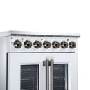 FORNO Massimo 30-Inch French Door Electric Range with 5 Radiant Burners, 4.32 Cu. Ft. True Convection Oven, Air Fryer Kit in White with Antique Brass Trim (FFSEL6955-30WHT)